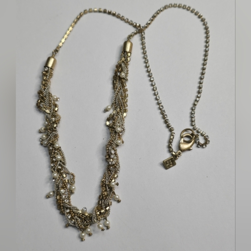 Banana Republic Gold Tone Twisted Pearl Necklace